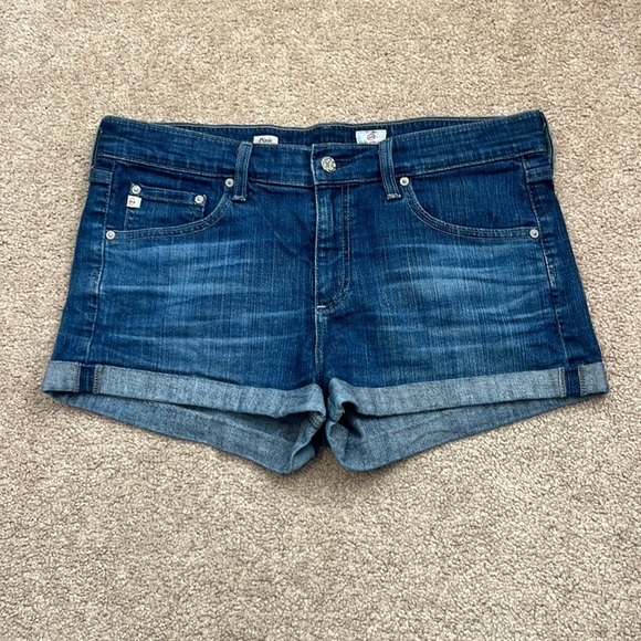 Adriano Goldschmied The Pixie Mid Rise Roll Up Denim Shorts Size 32 - Picture 1 of 7
